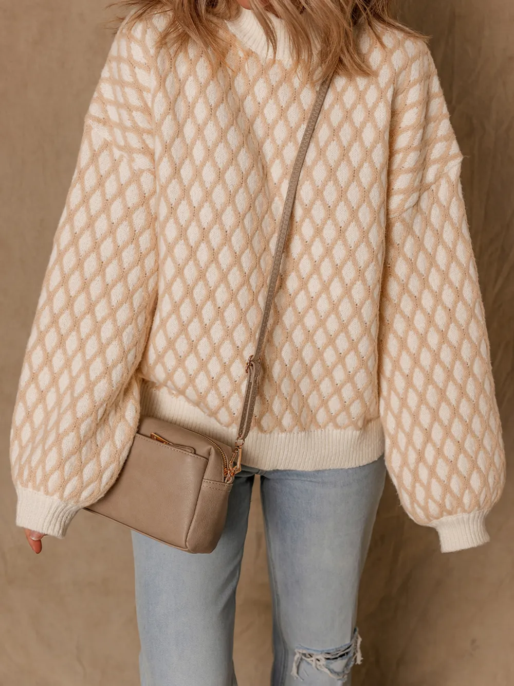 Textured Knit Mock Neck Sweater, image 5