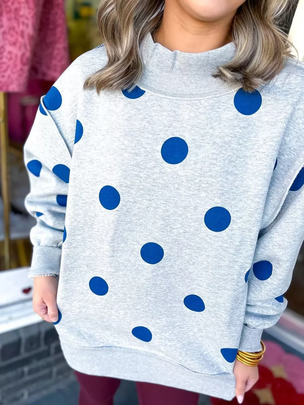 Oversized Polka Dot Crewneck Sweatshirt, image 7