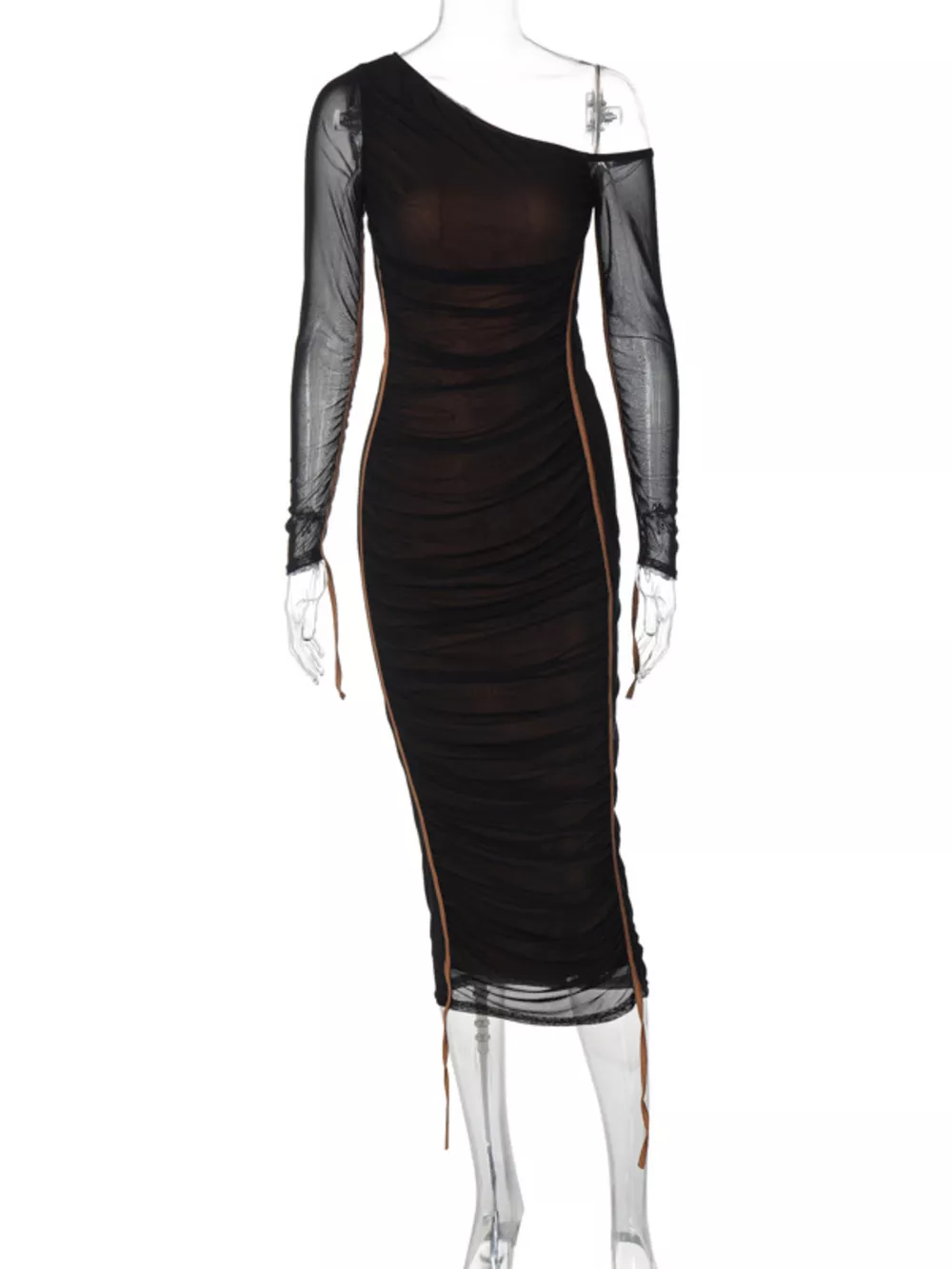 One-Shoulder Ruched Bodycon Midi Dress, image 14