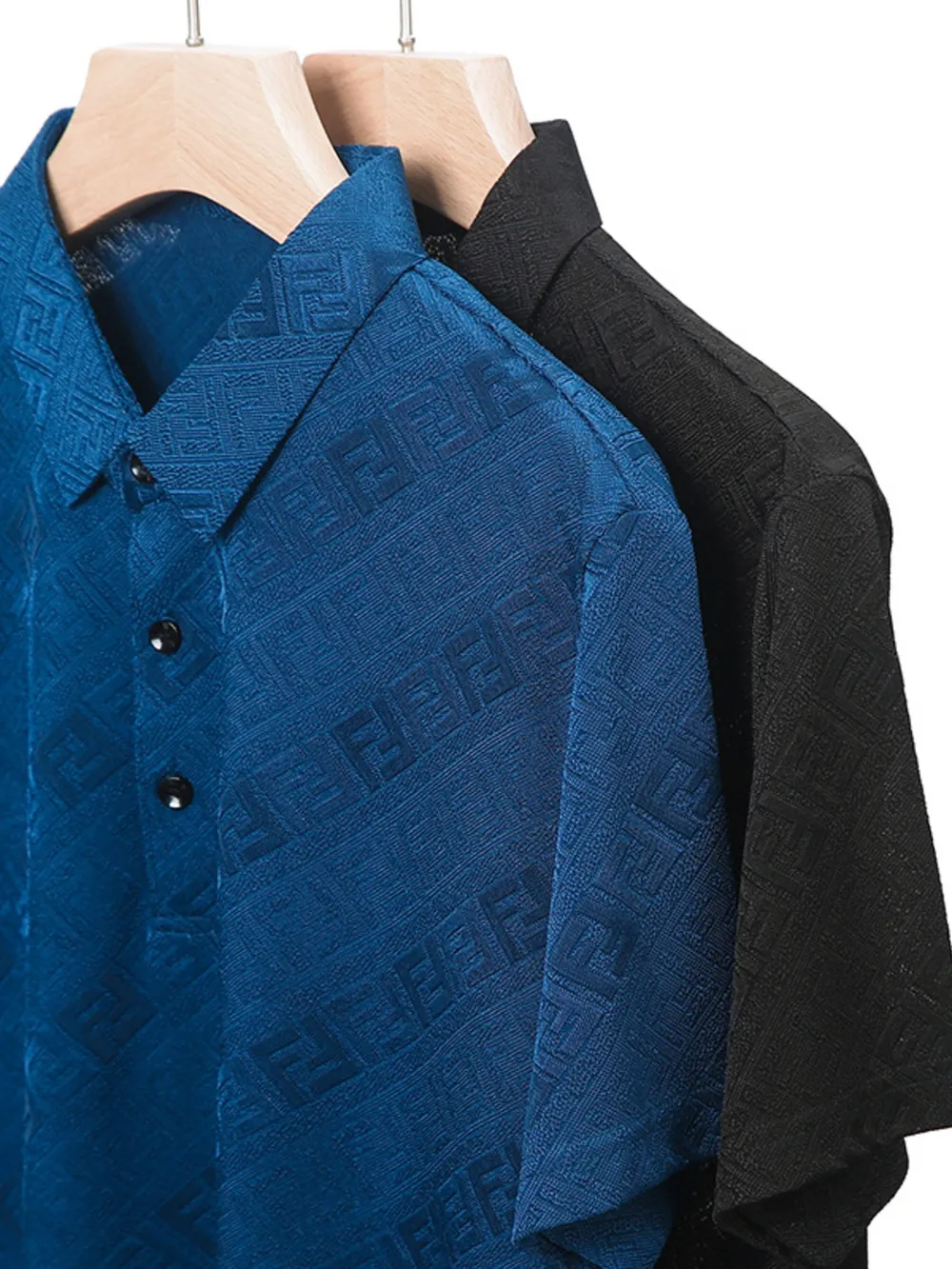 Men's Plus Size Jacquard Pattern Short Sleeve Polo, image 4