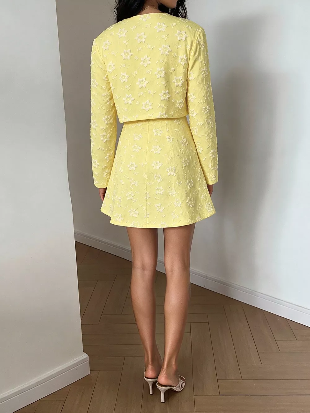 Textured Cropped Dress and Cardigan Two-Piece Set, image 6
