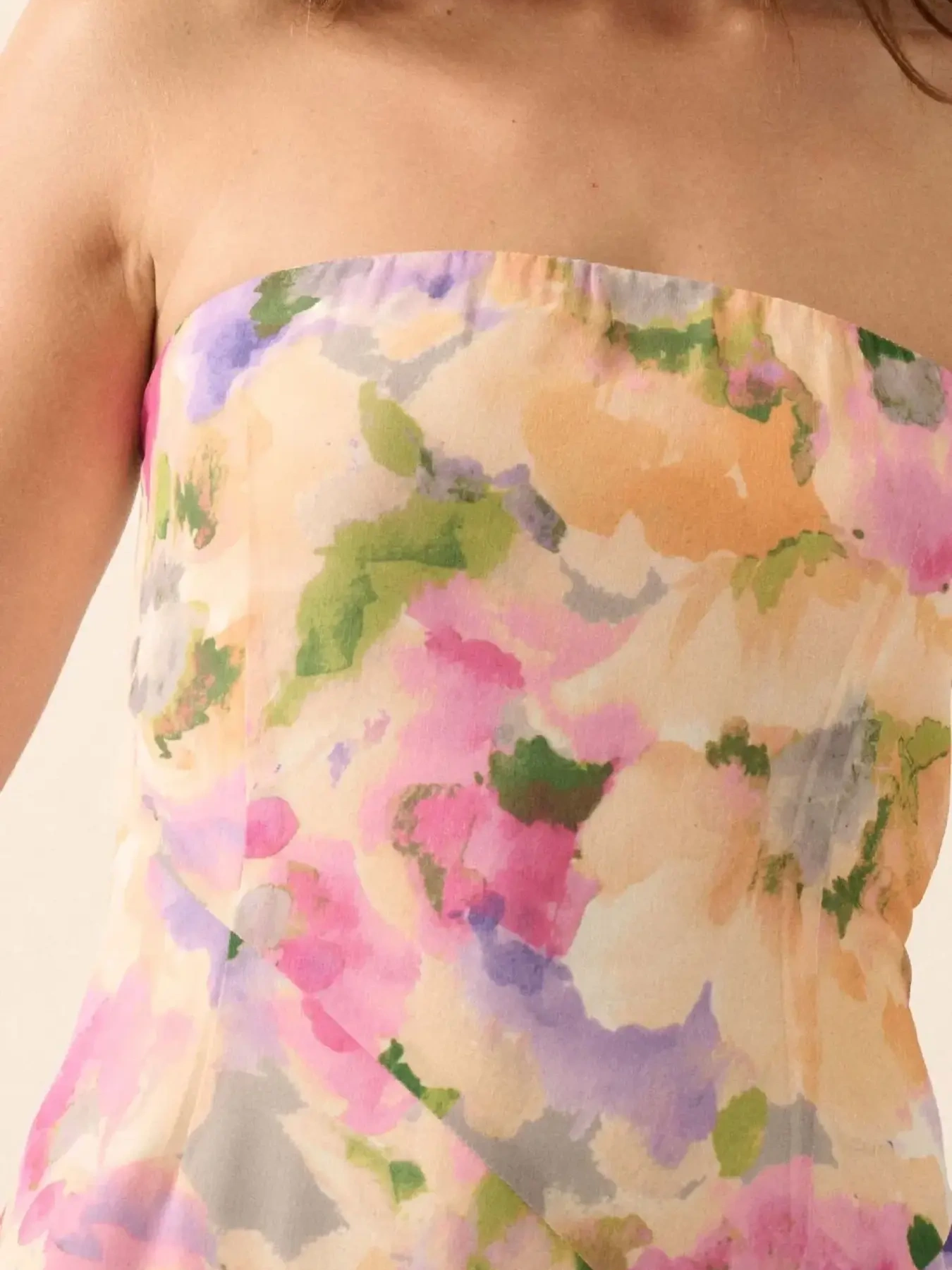 Strapless Floral Maxi Dress with Side Slit, image 10