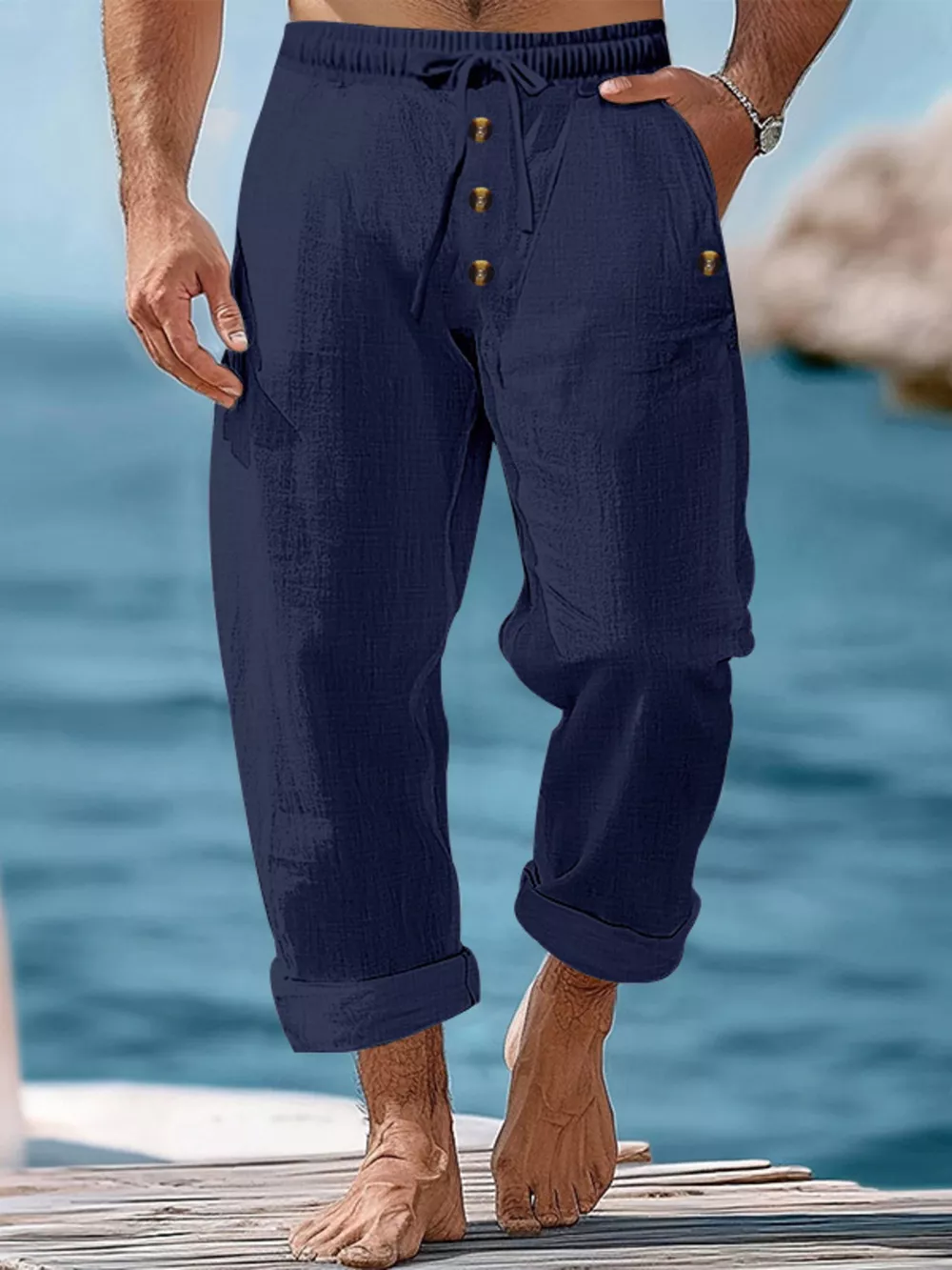 Men's Full Size Button-Fly Drawstring Pants Plus Size, image 9