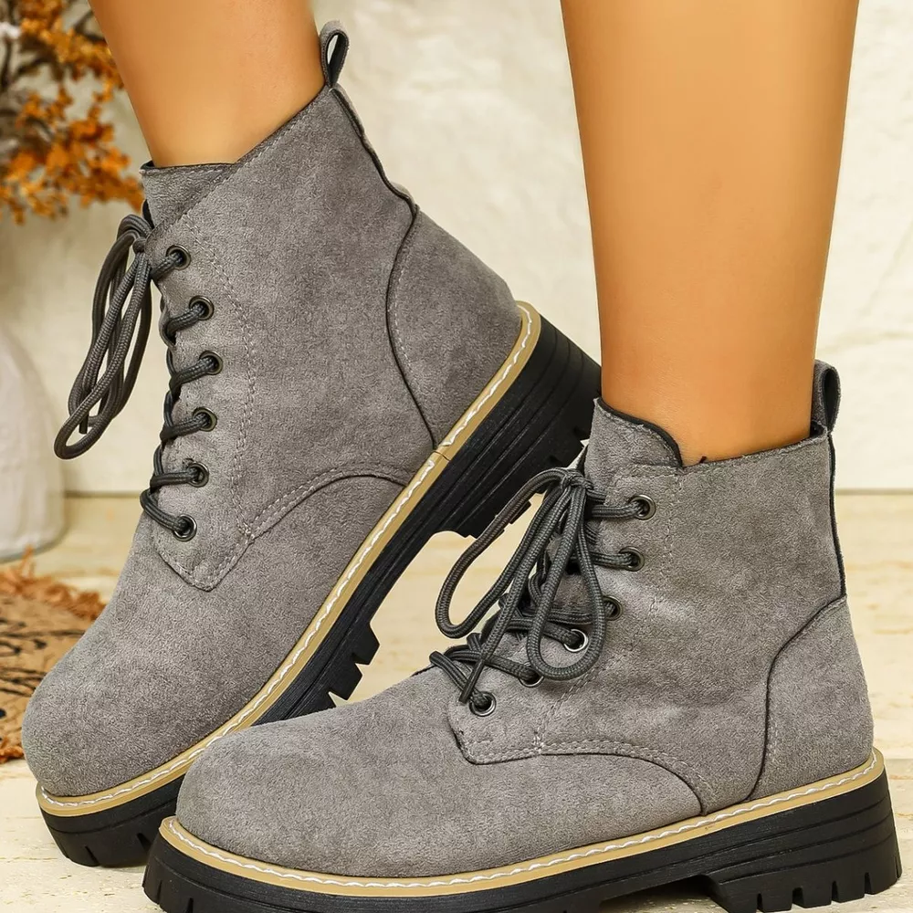 Round Toe Lace Up Boots, image 17