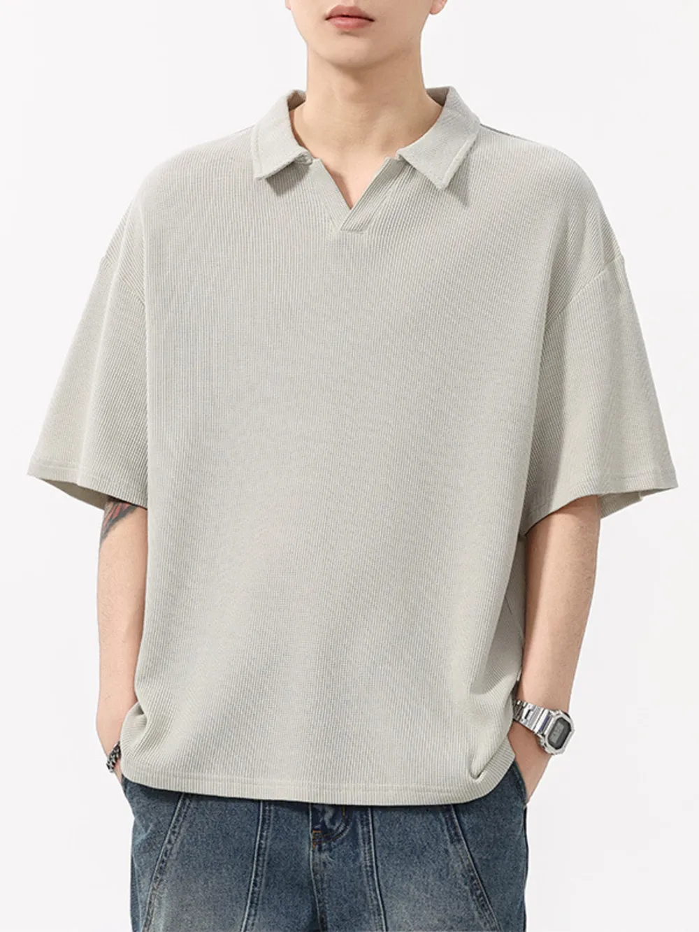 Men's Plus Size Collared Neck Half Sleeve Polo, image 5