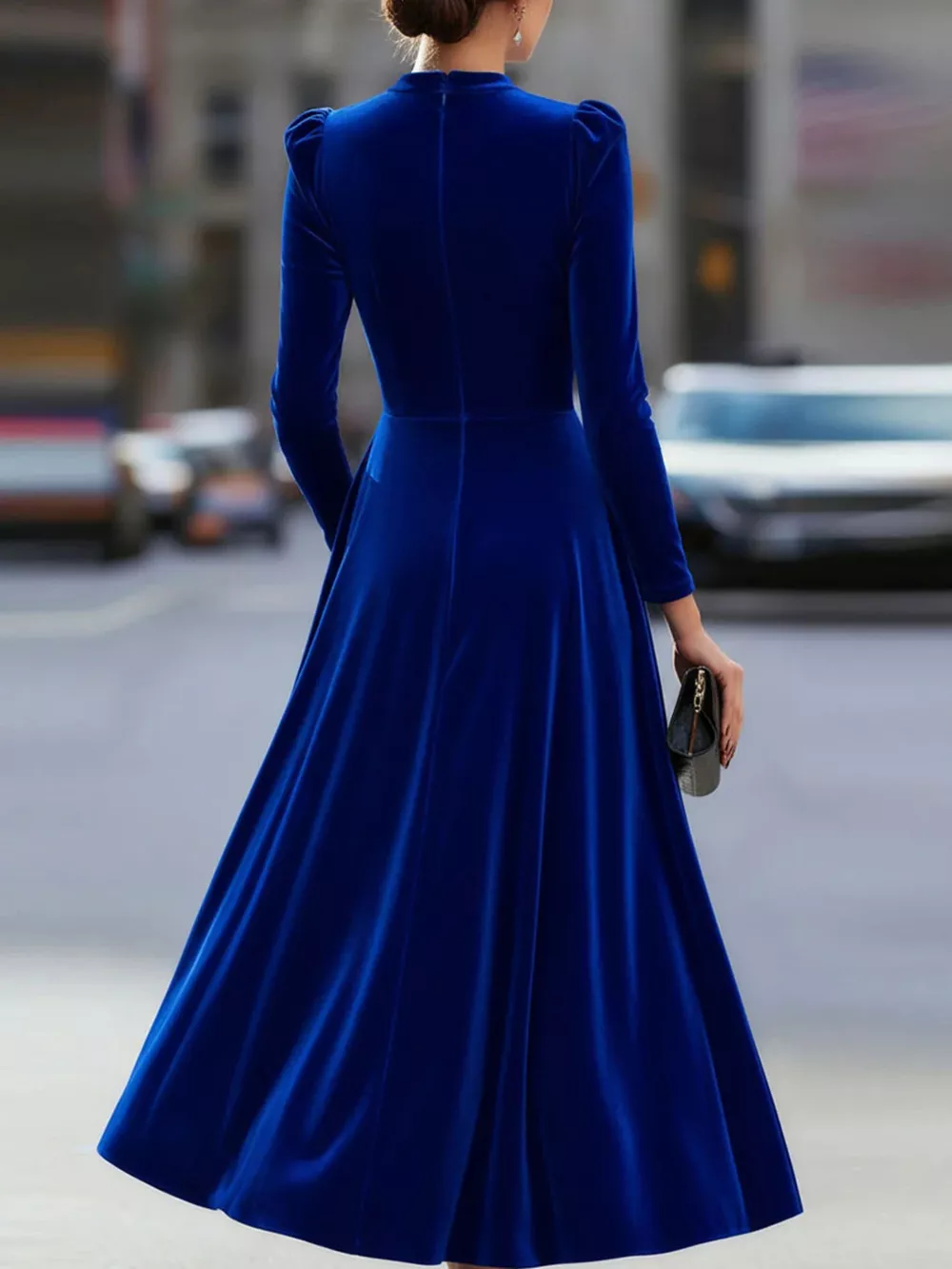 Velvet Long Sleeve A-Line Dress, image 12