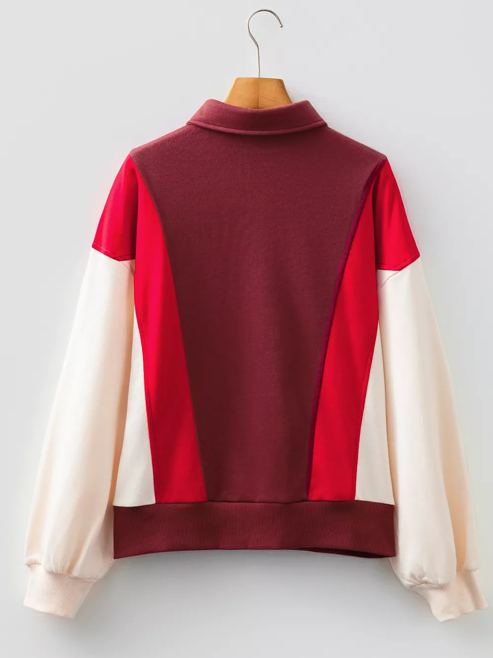 Color Block Patchwork Snap Button Oversize Hoodie, image 7