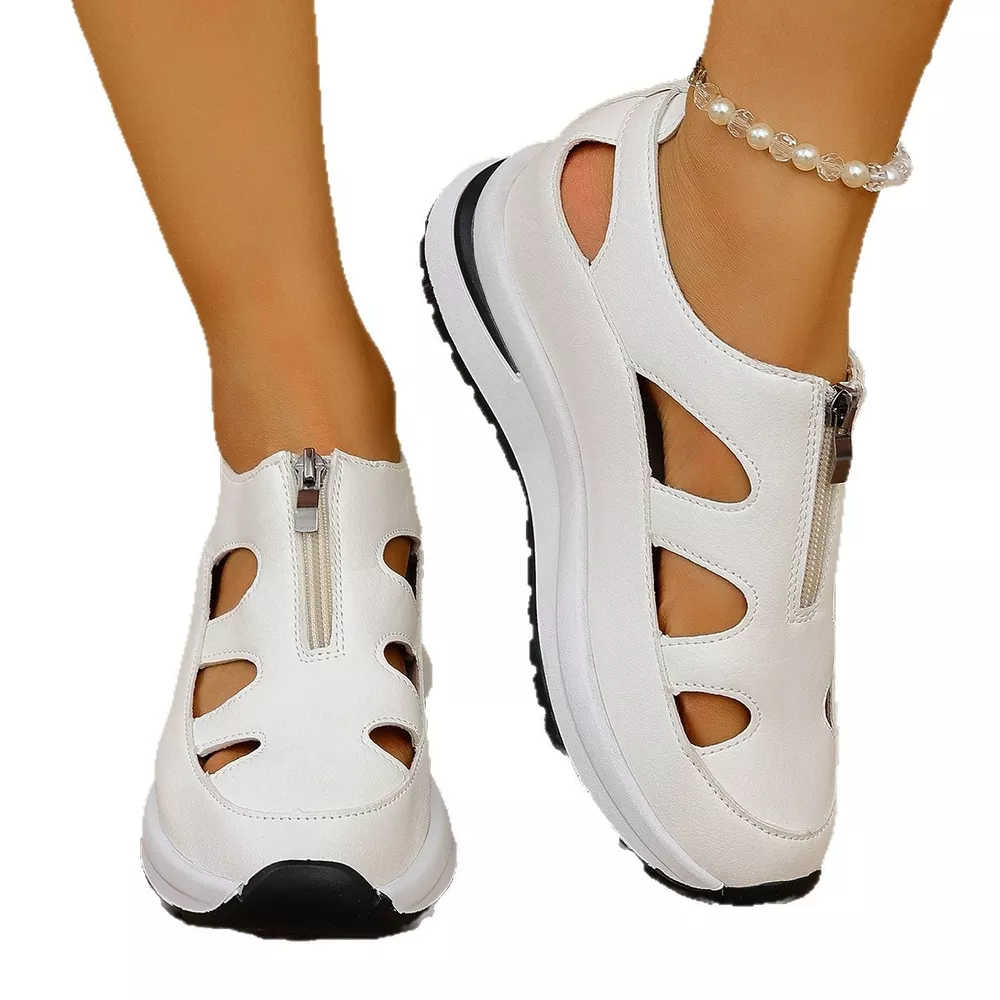 Cutout Zipper Wedge Sneakers, image 14