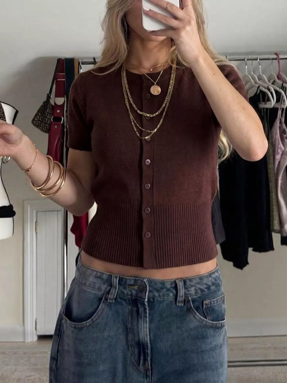 Short-Sleeve Button-Up Cardigan, image 3