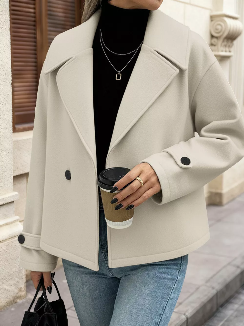 Double-Breasted Wool Blend Outerwear, image 3