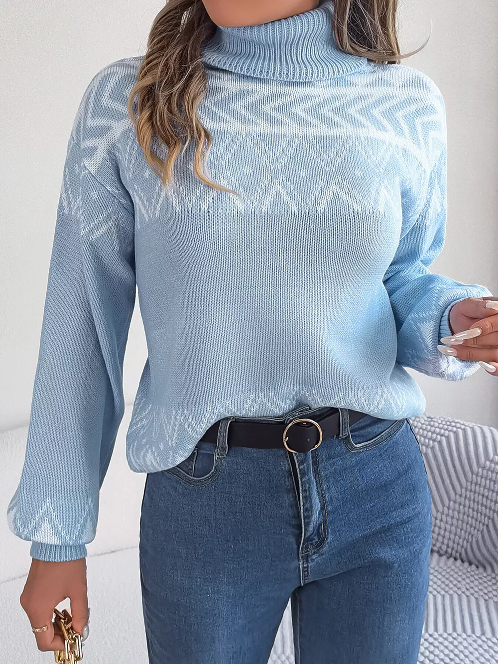 Turtleneck Dropped Shoulder Sweater, image 7