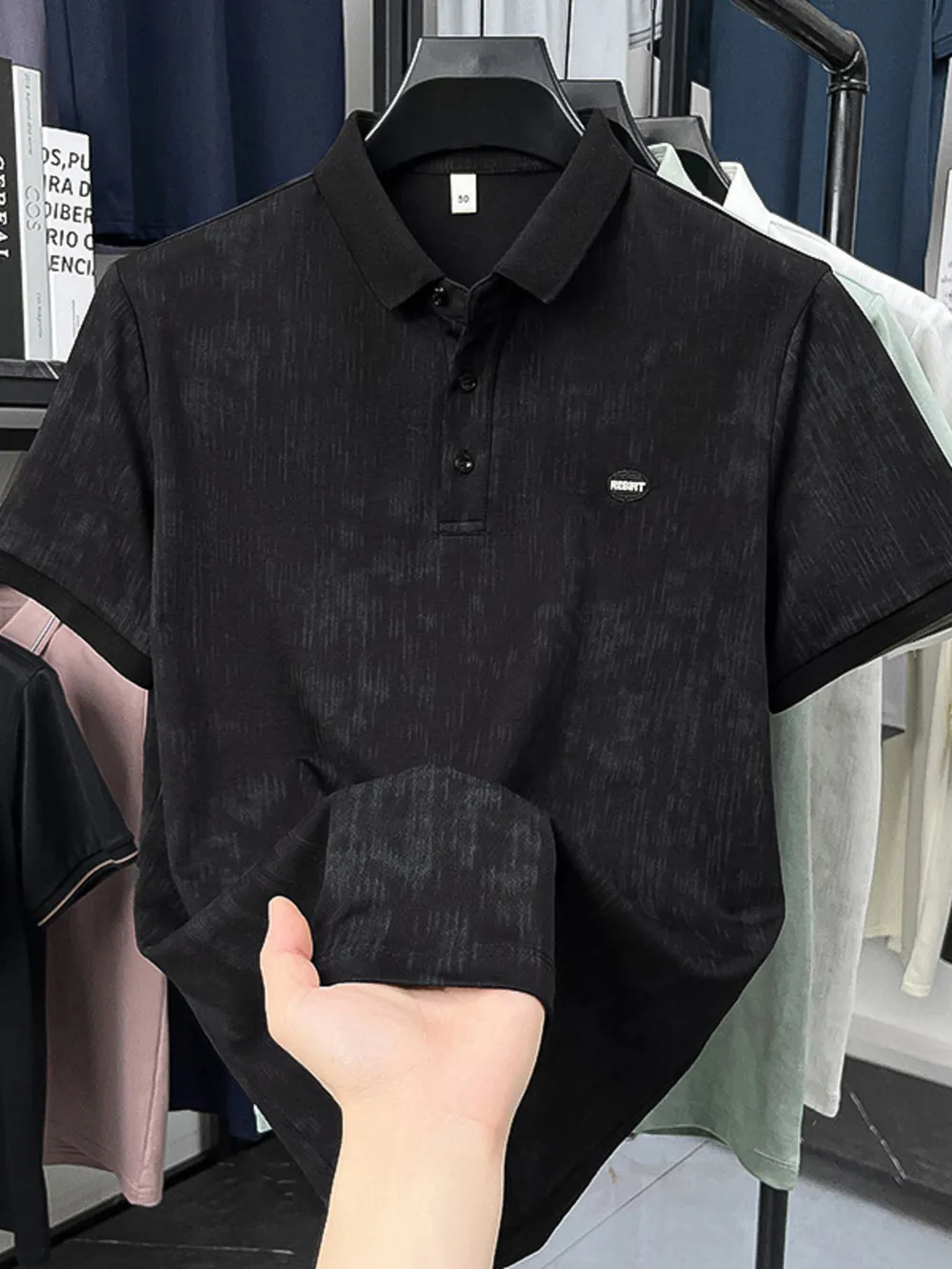 Men's Plus Size Short Sleeve Button Detail Polo