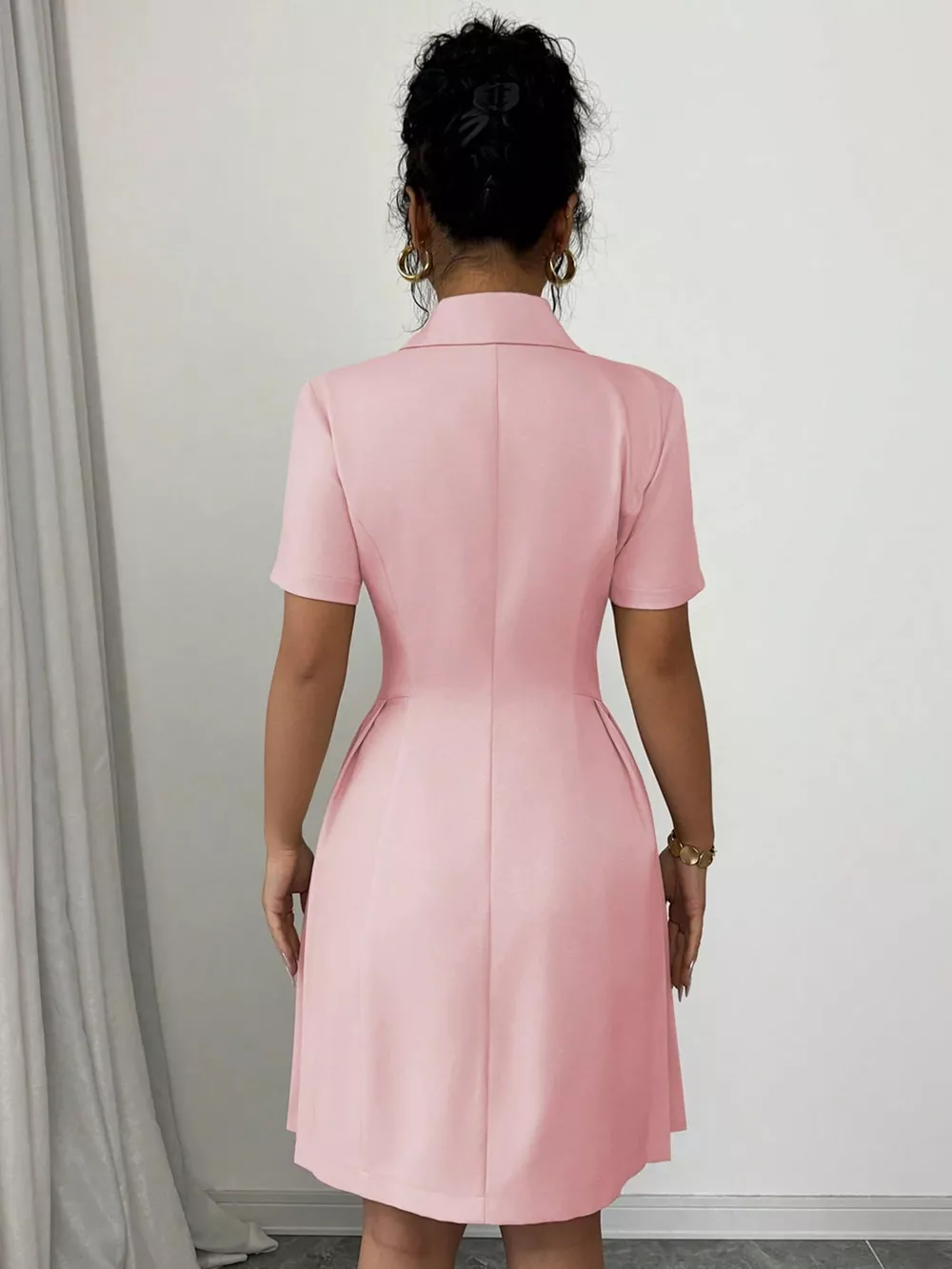 Double-Breasted Pleated Blazer Dress, image 5