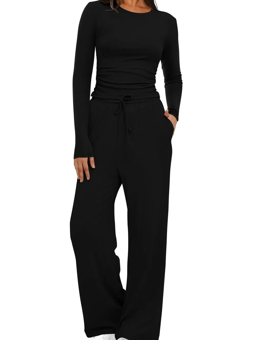 Round Neck Long Sleeve Top and Pants Set, image 19