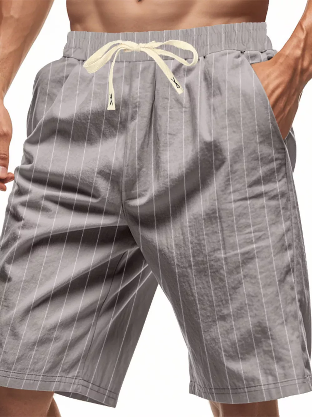 Men's Full Size Striped Drawstring Casual Shorts Plus Size, image 8