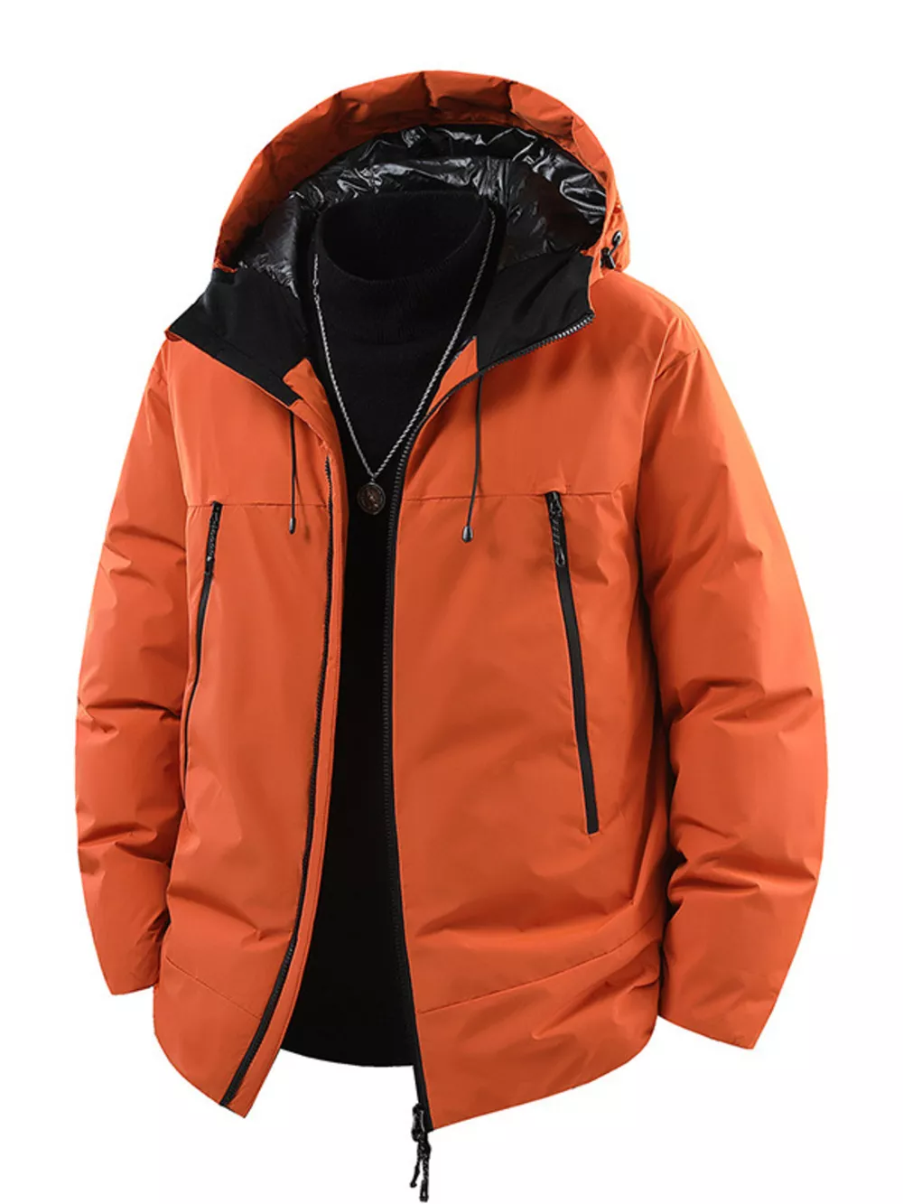 Men's Plus Size Zip Up Hooded Puffer Jacket, image 2
