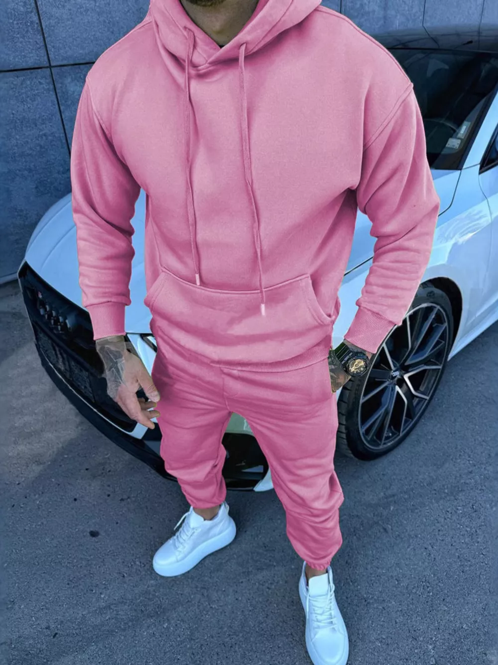 Men's Full Size Kangaroo Pocket Hoodie and Pants Set Plus Size, image 5