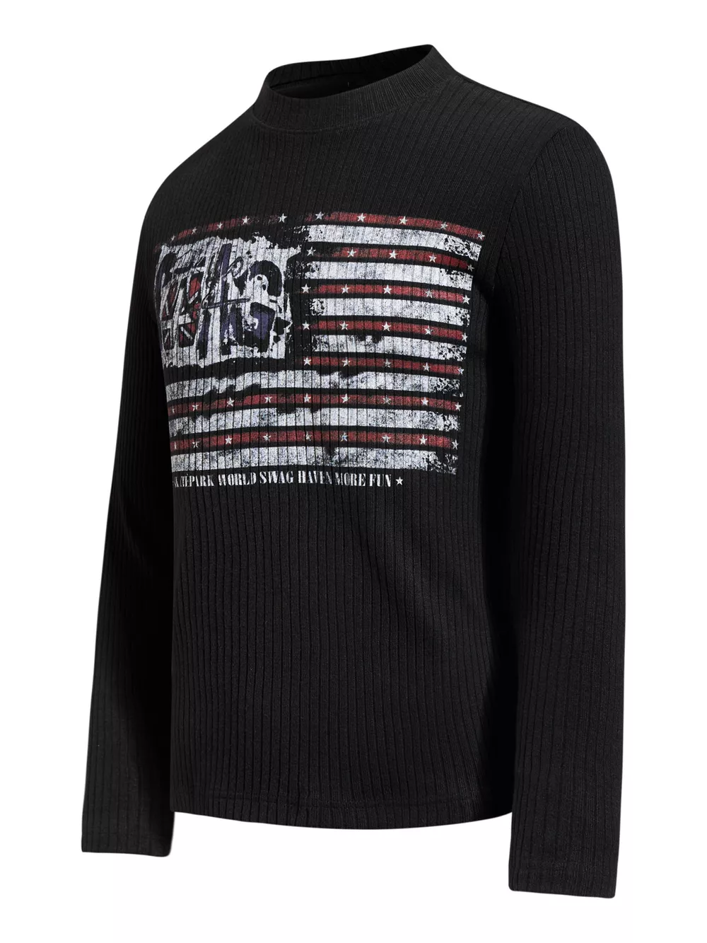 Men's American Flag Ribbed Long Sleeve T-Shirt, image 2
