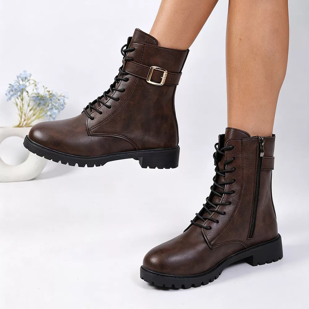 Round Toe Lace Up Boots, image 4