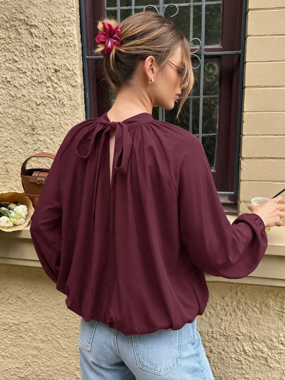 Tie Back Balloon Sleeve Blouse, image 7