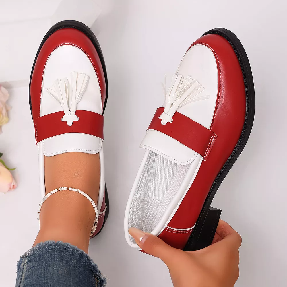 Round Toe Block Heels Loafers, image 9