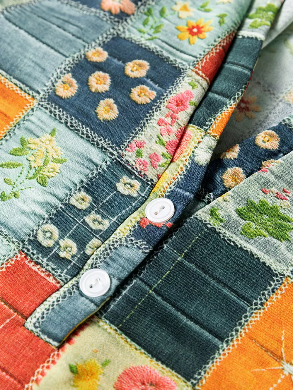 Floral Half Placket Notched Blouse, image 9