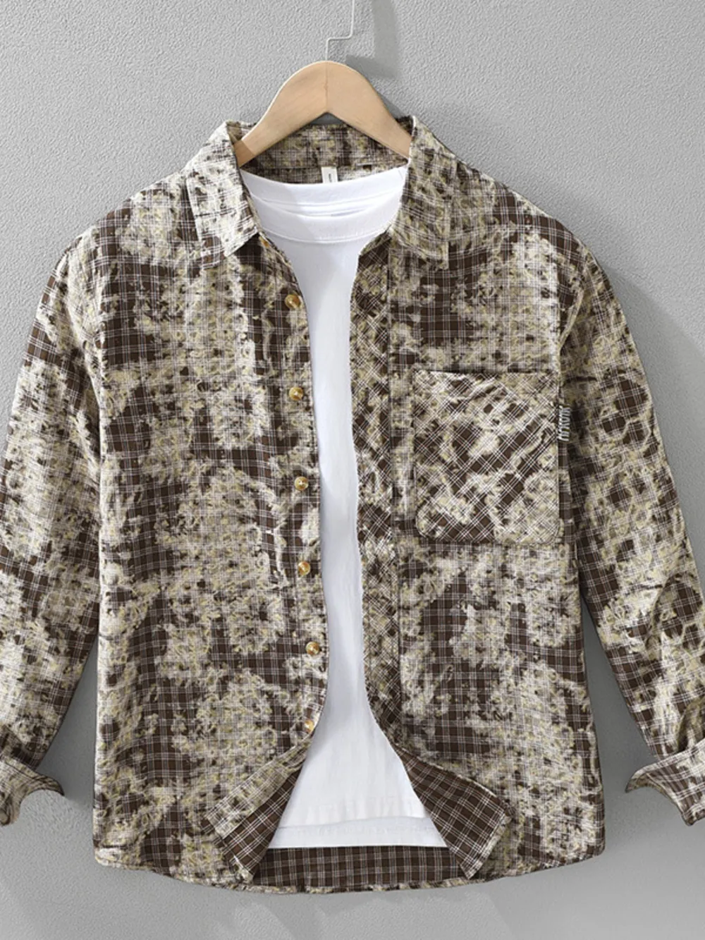 Men's Plus Size Button Up Long Sleeve Printed Shirt, image 2