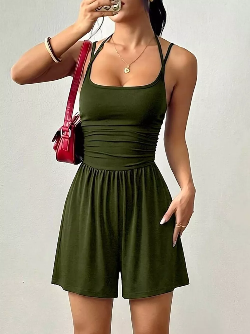 Ruched Spaghetti Strap Romper, image 22