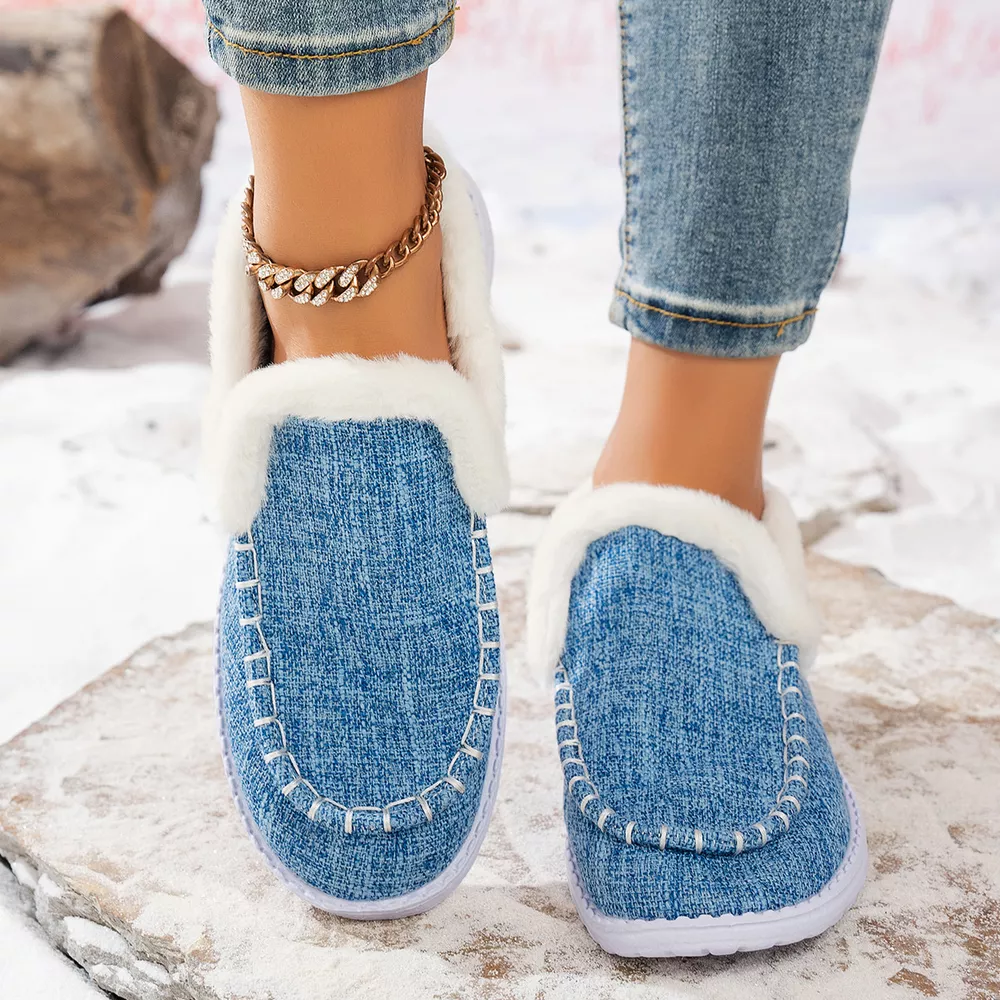 Faux Fur Lined Round Toe Shoes, image 2