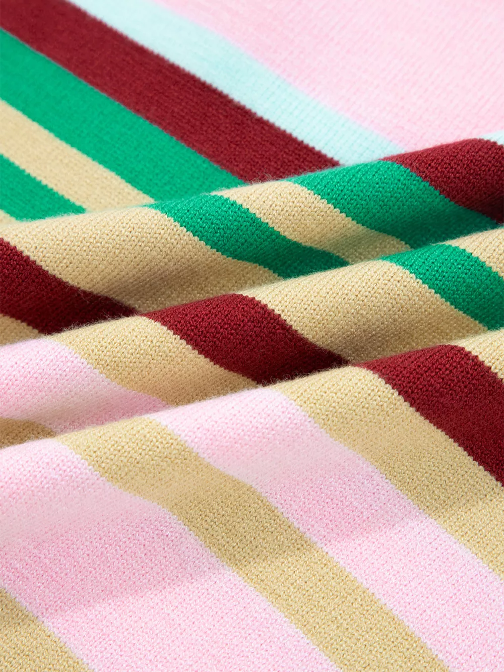 Multicolour Striped Knit Ribbed Trim Boxy Fit Cropped Sweater, image 8