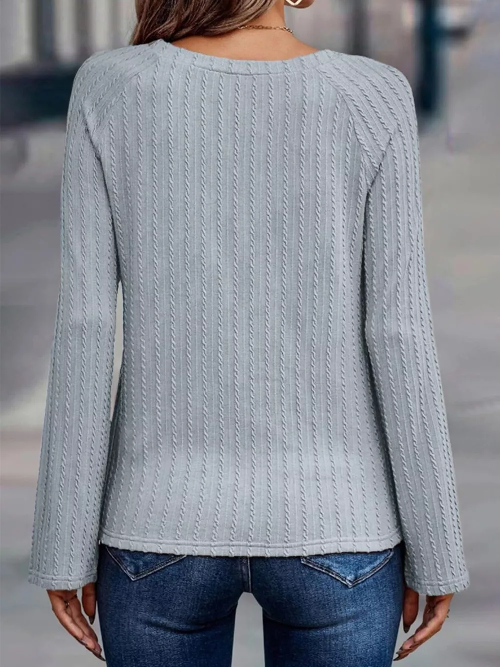 Textured Knit Long Sleeve T-Shirt, image 22