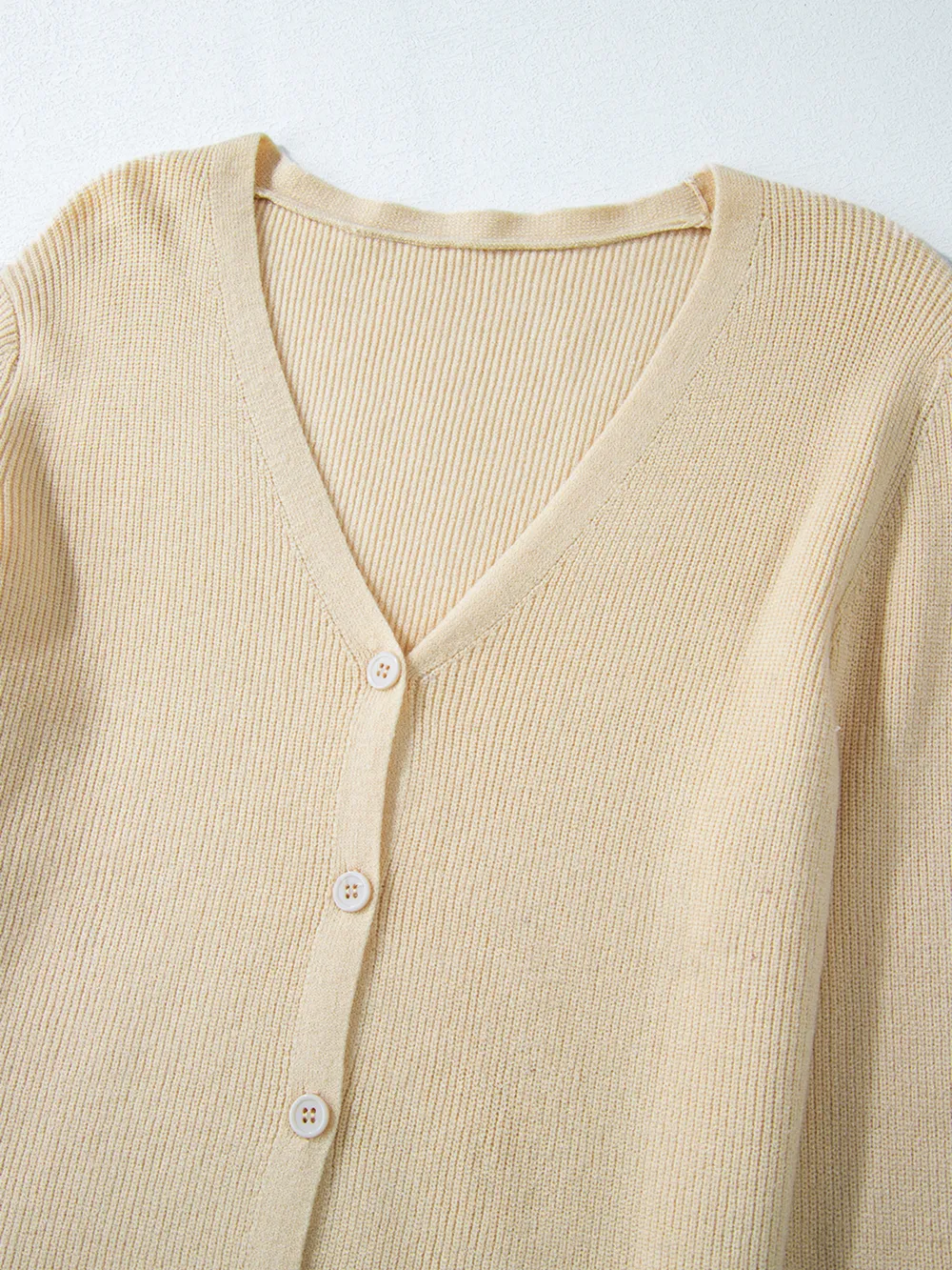 Ribbed Knit Button Front V Neck Cardigan, image 16