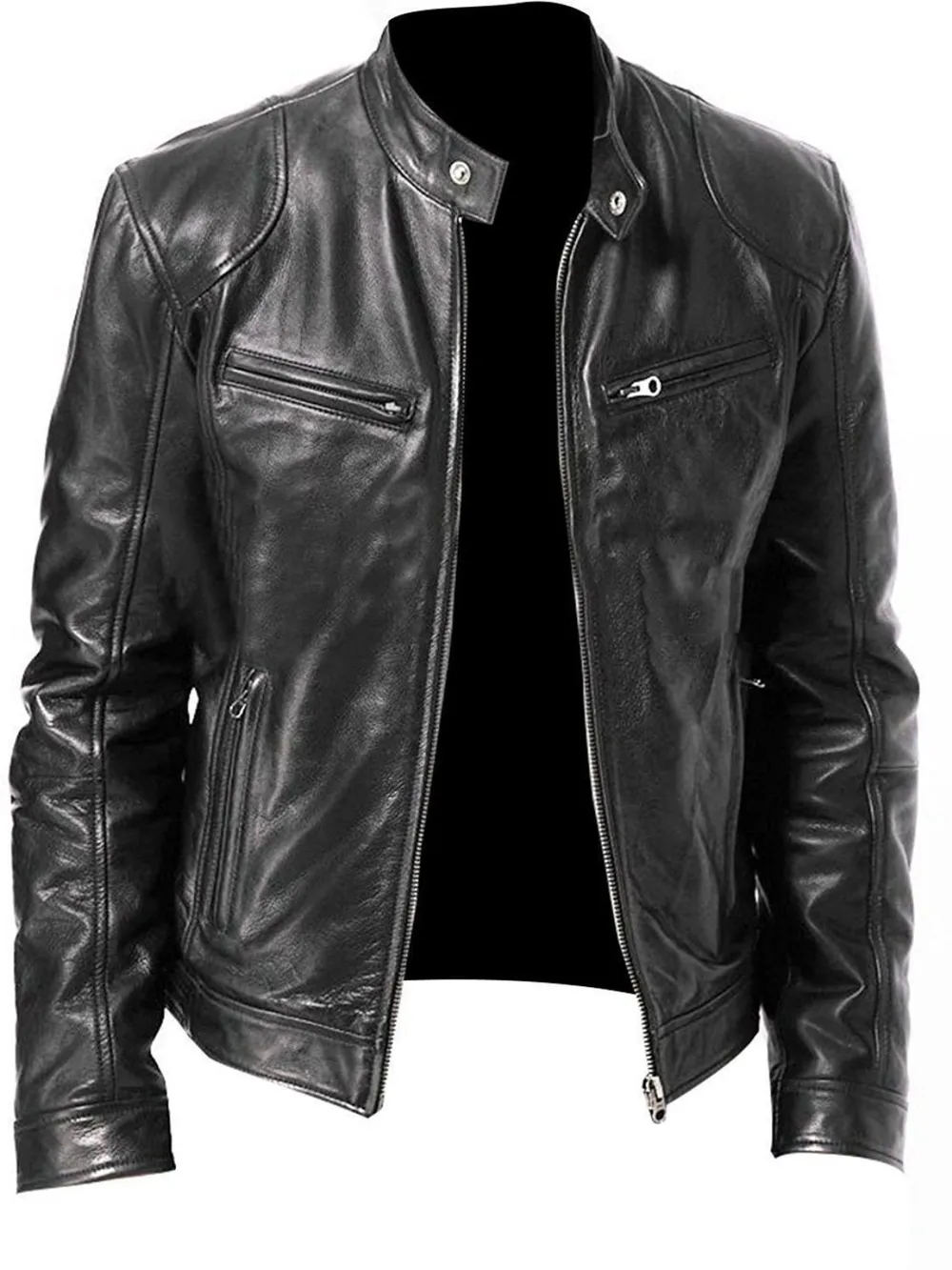 Men's Zip Up Leather Biker Jacket