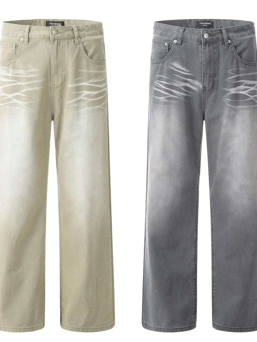 Men's Wide Leg Wash Jeans, image 7