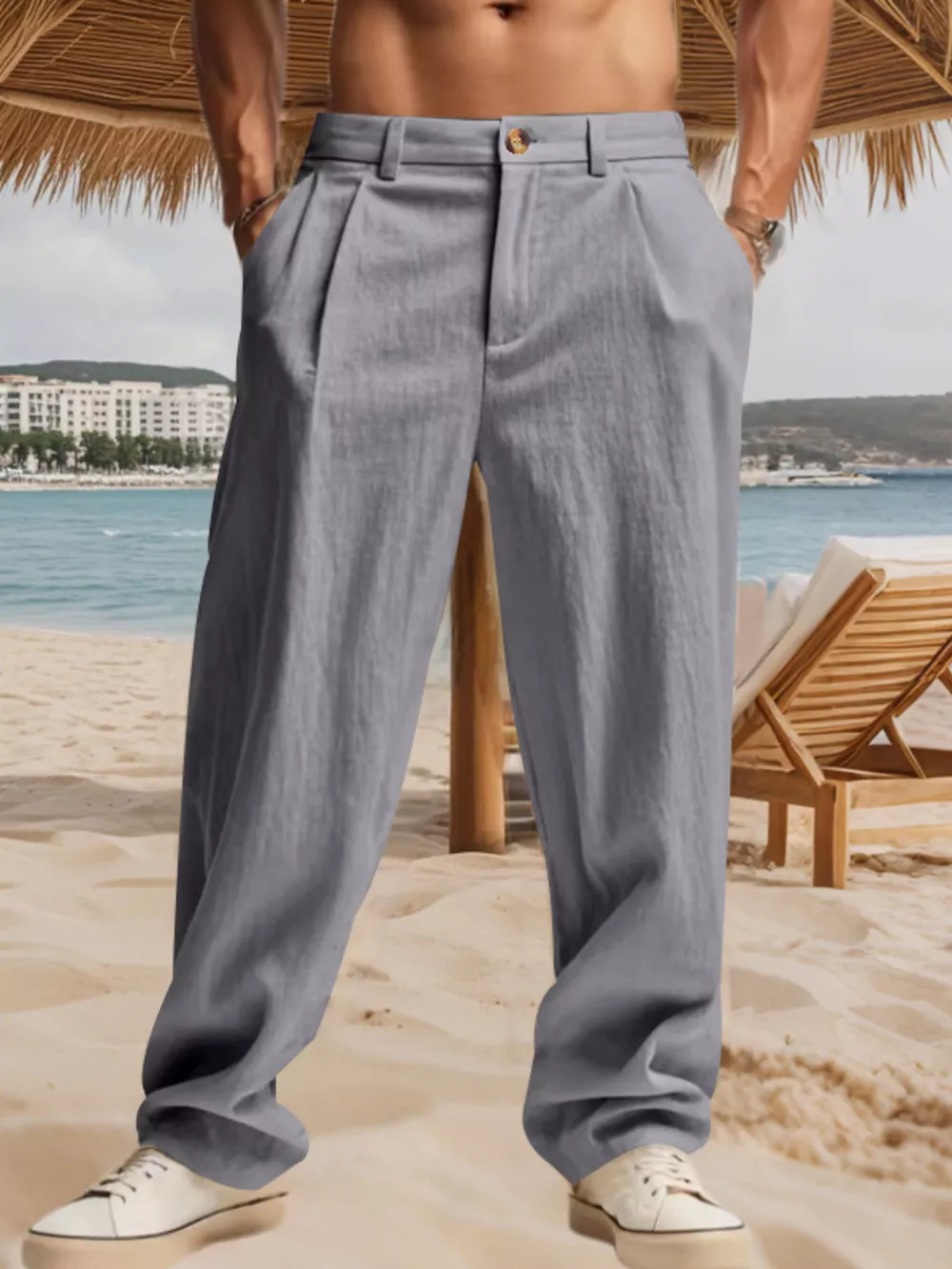 Men's Full Size Relaxed Fit Pleated Pants Plus Size, image 8