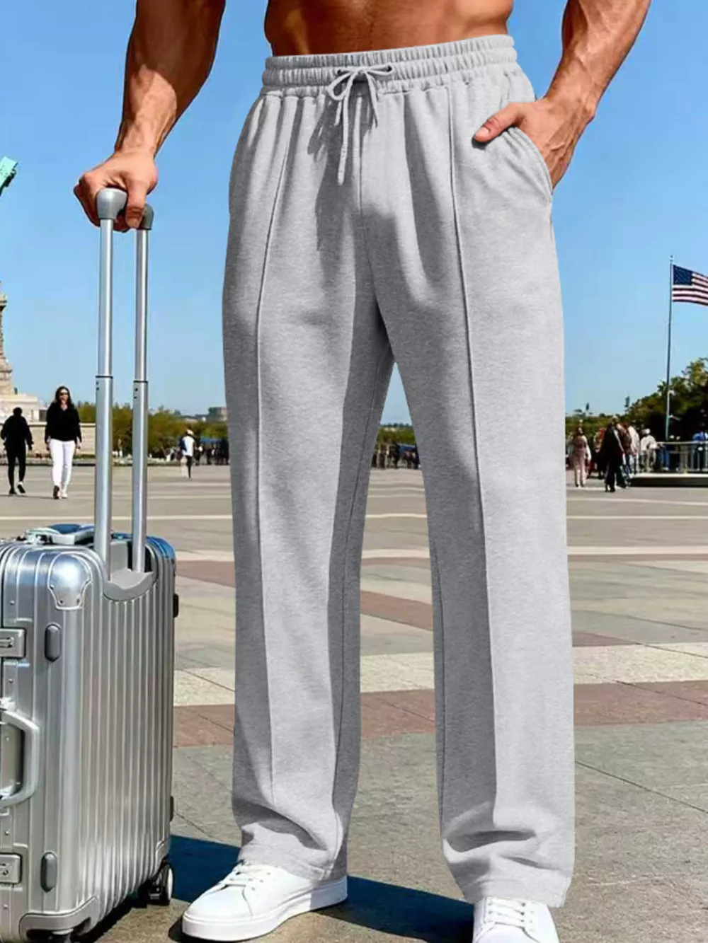 Men's Full Size Drawstring Wide Leg Pants Plus Size, image 19