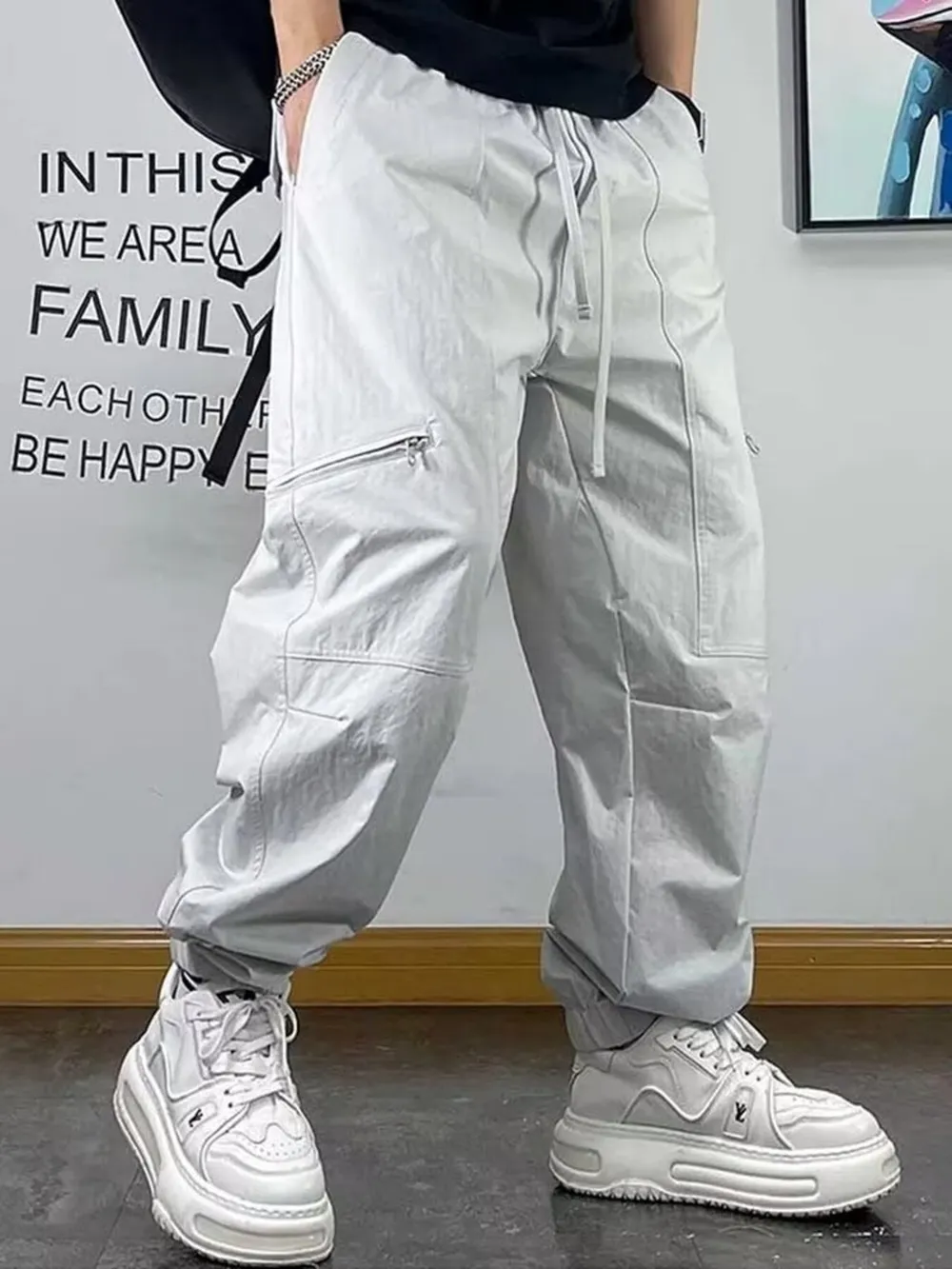 Men's Plus Size Drawstring Loose Fit Pants, image 2