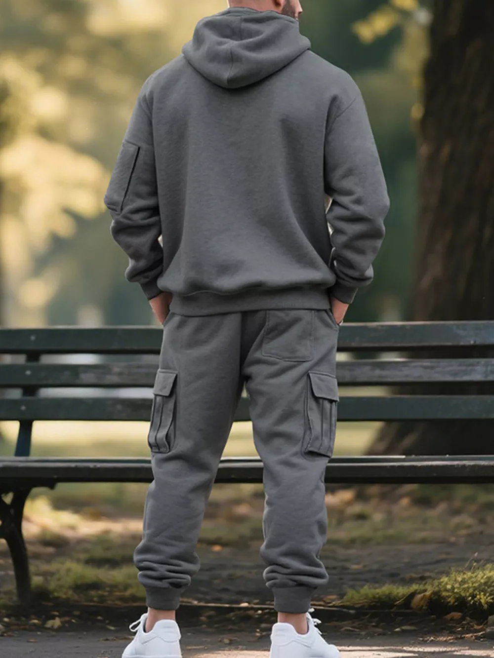 Men's Plus Size Tactical Cargo Hoodie and Jogger Set, image 8