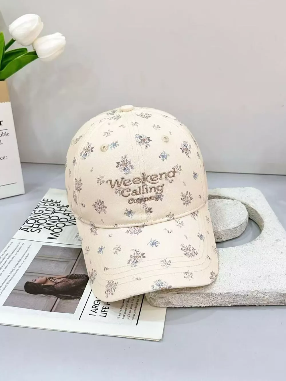 Floral Embroidered Baseball Cap, image 2