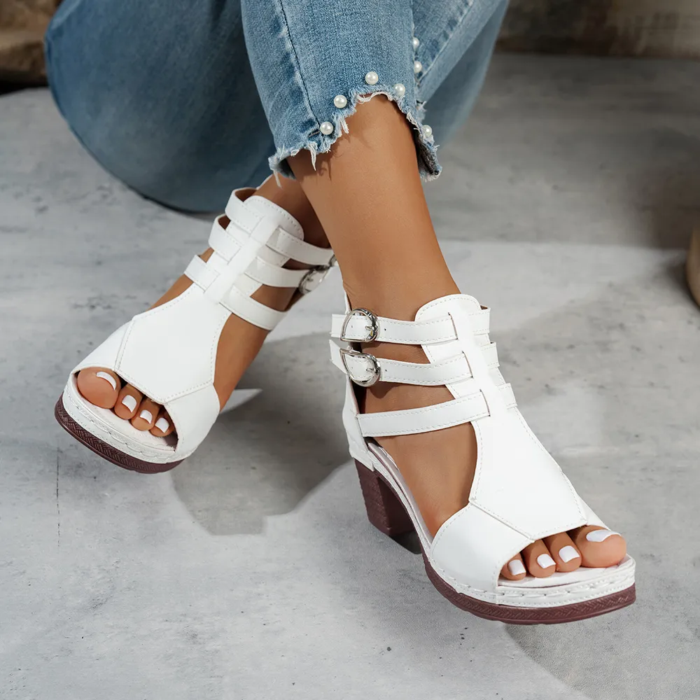 Block Heel Buckle Strap Sandals, image 5