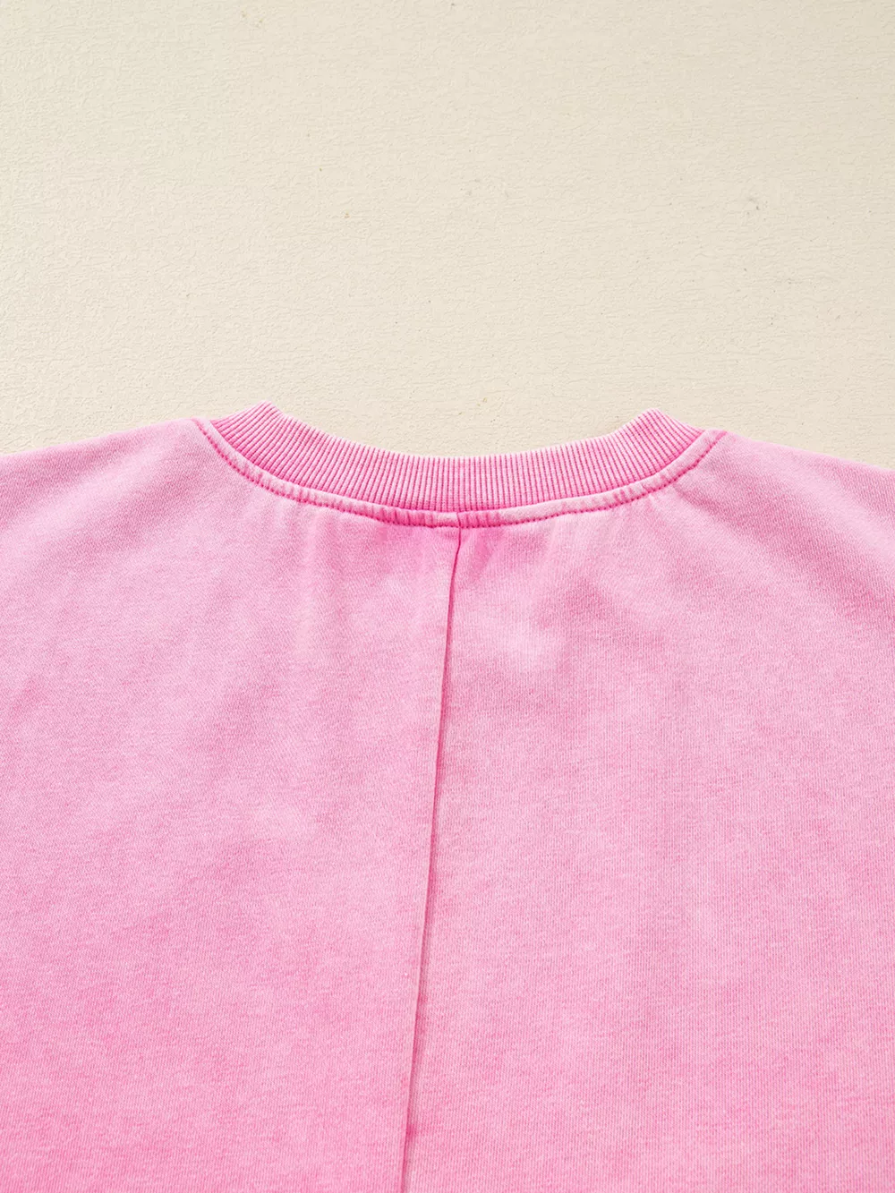 Mineral Wash Crossed Crew Neck Drop Shoulder Loose Sweatshirt, image 6