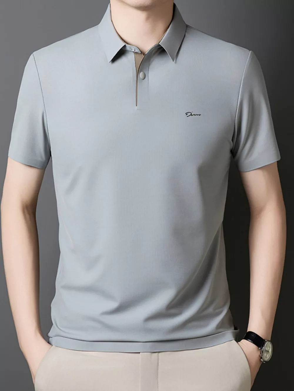 Men's Plus Size Button Detail Short Sleeve Polo, image 6