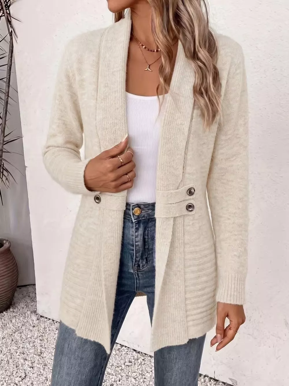 Full Size Open Front Long Sleeve Cardigan Plus Size, image 2