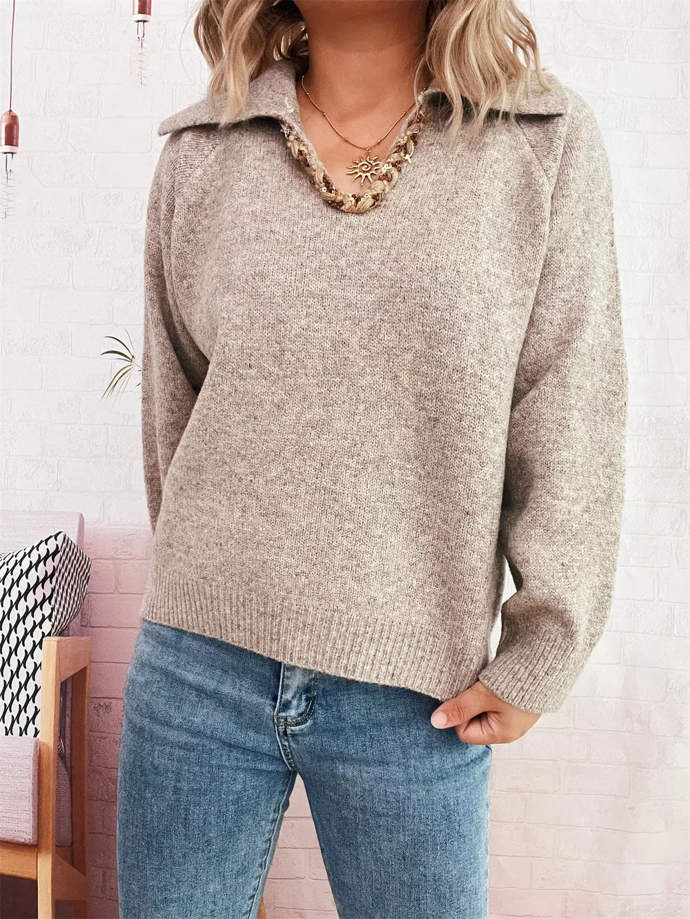 Ribbed Hem Raglan Sleeve Sweater, image 5