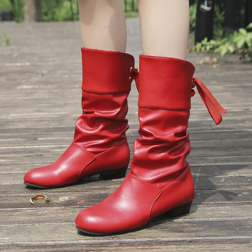 Round Toe Block Heels Boots, image 6