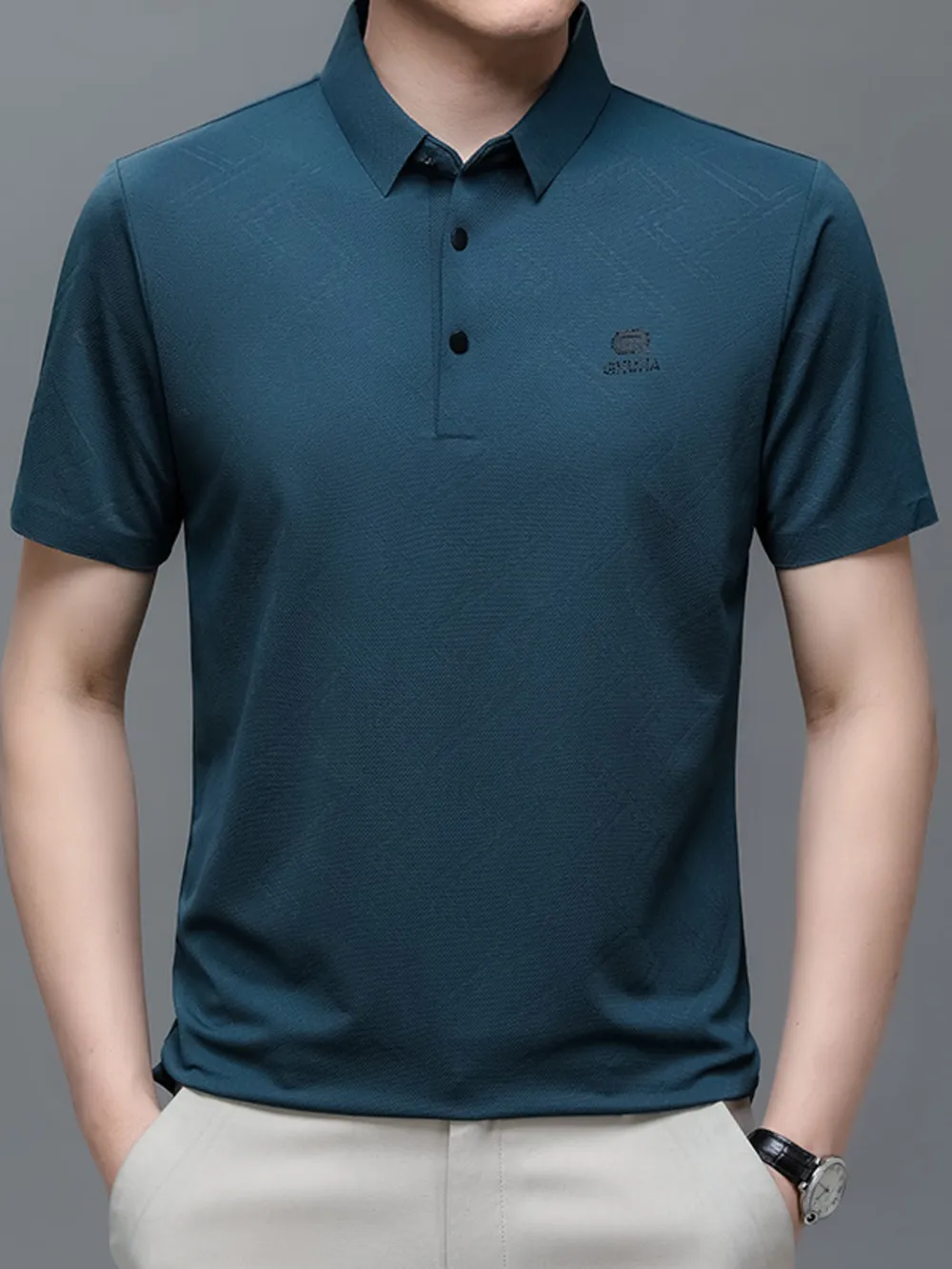 Men's Plus Size Breathable Quick-Dry Collared Neck Polo, image 3