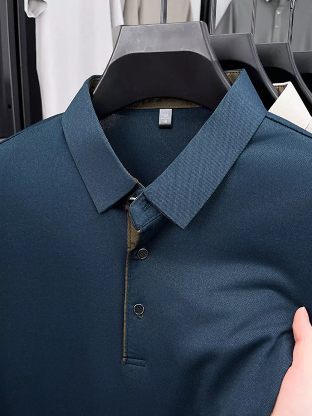Men's Plus Size Button Detail Short Sleeve Polo, image 9