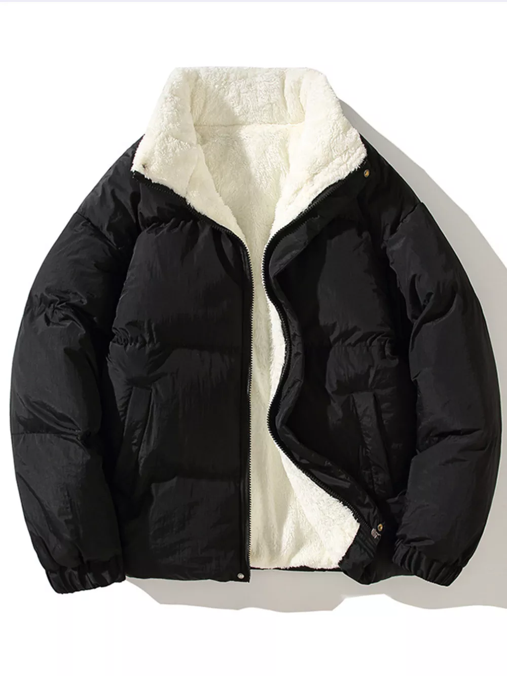Men's Full Size Zip Up Fleece Puffer Jacket Plus Size, image 2