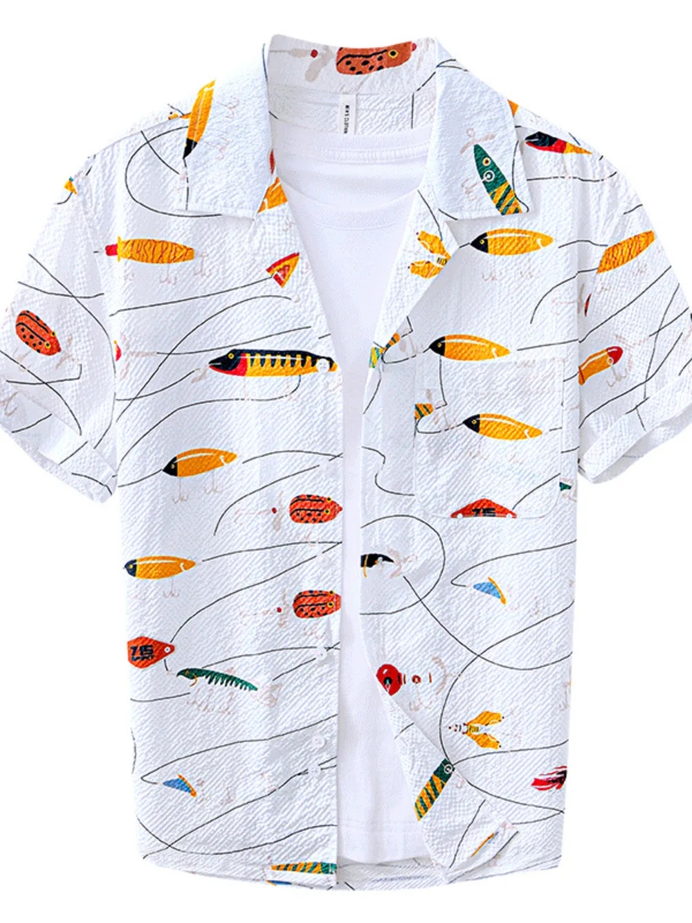 Men's Printed Button Up Short Sleeve Shirt, image 10