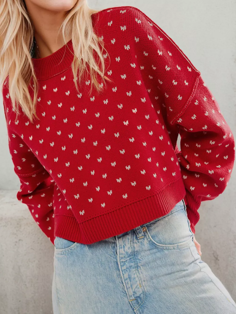 Ribbed Trim Dropped Shoulder Sweater, image 9